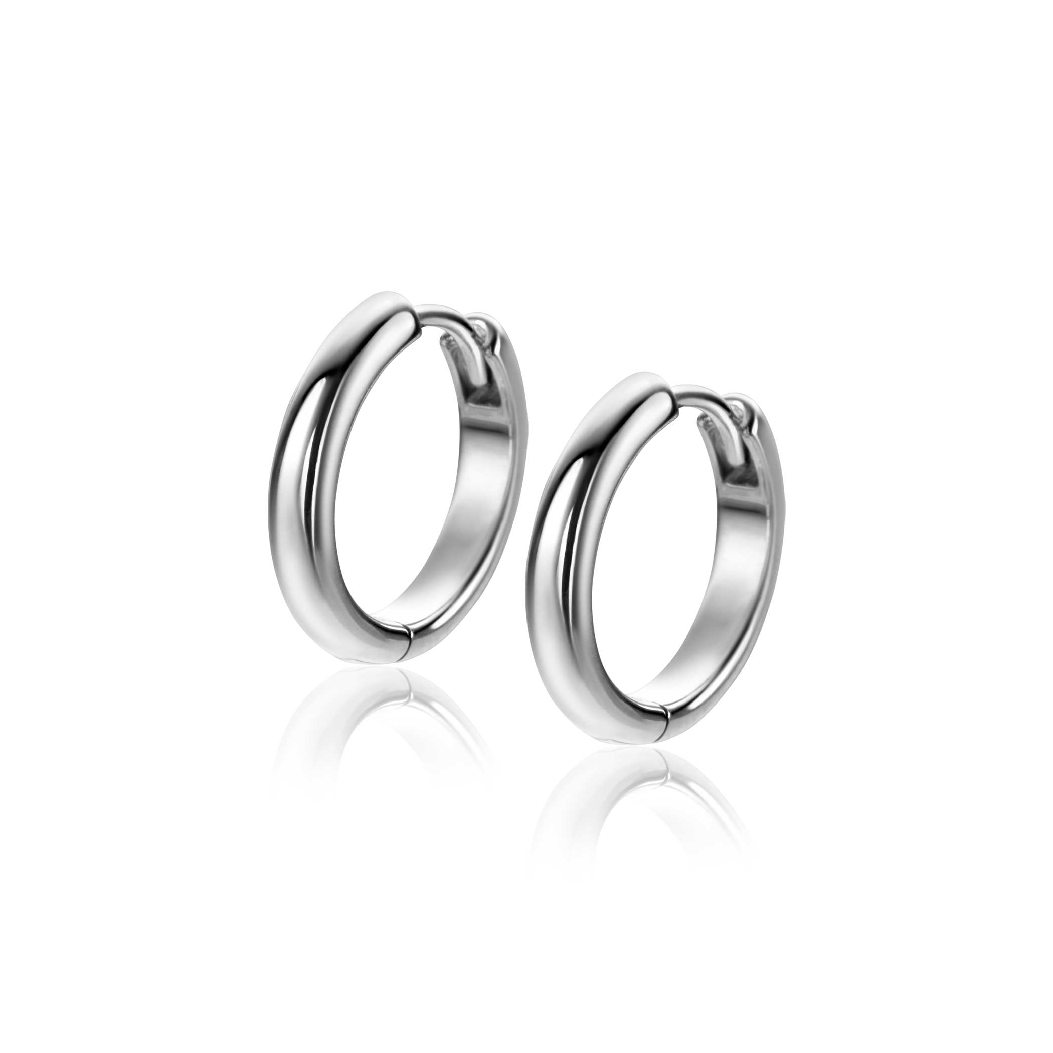 16mm ZINZI silver smooth hoops with round tube 3mm with luxury hinge closure ZIO2601