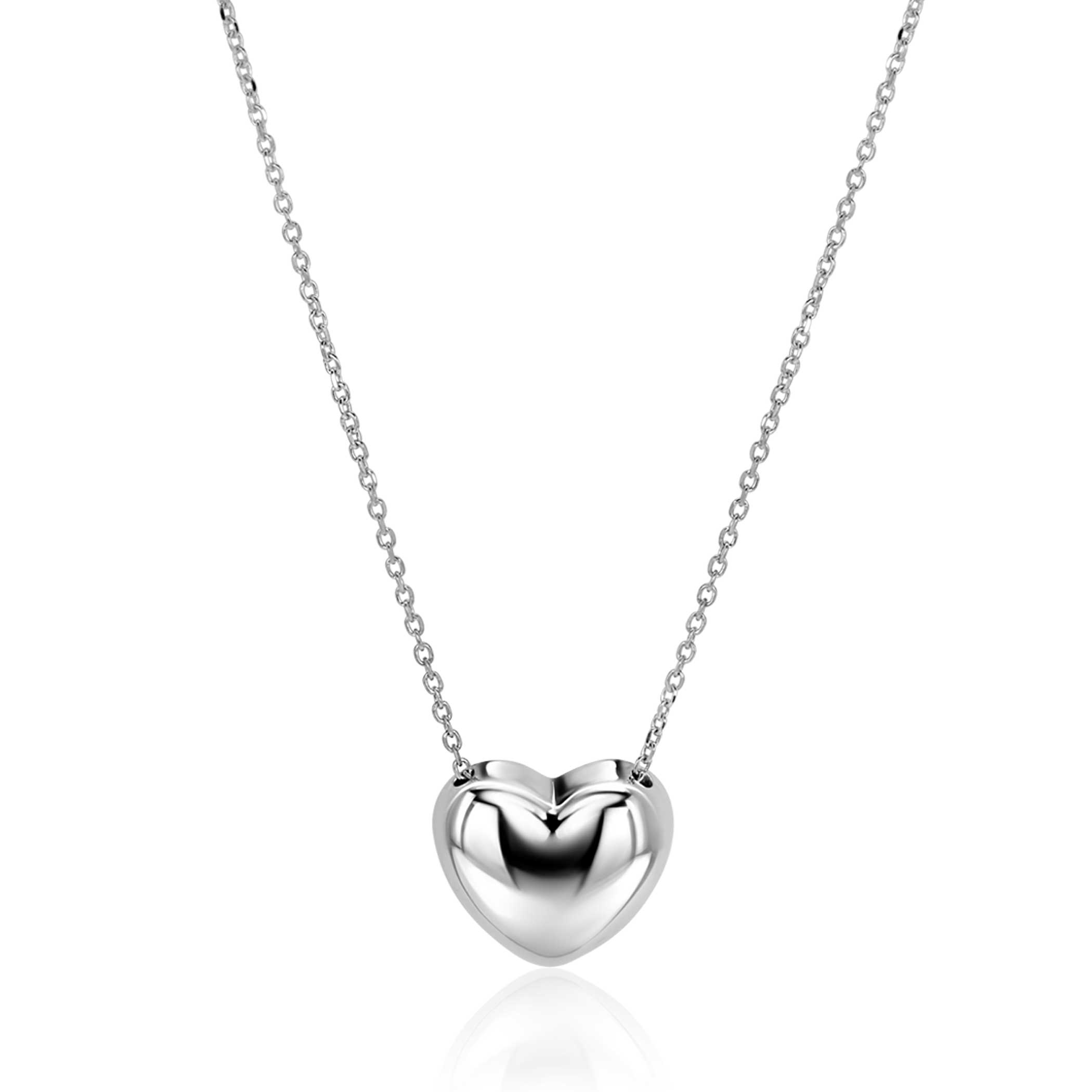 ZINZI silver necklace with luxury large heart (15mm) 40-45 cm ZIC2672