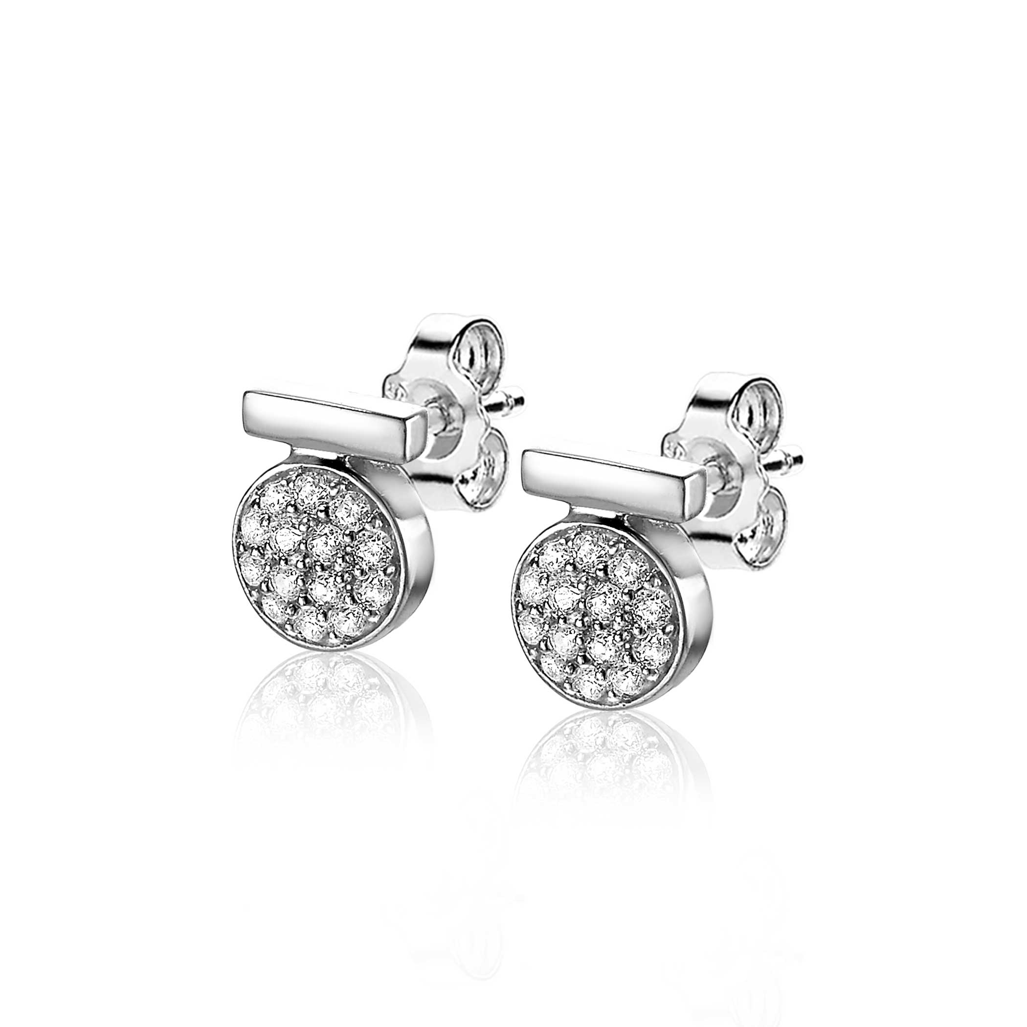 8mm ZINZI Sterling Silver Stud Earrings Round White Zirconias ZIO1960