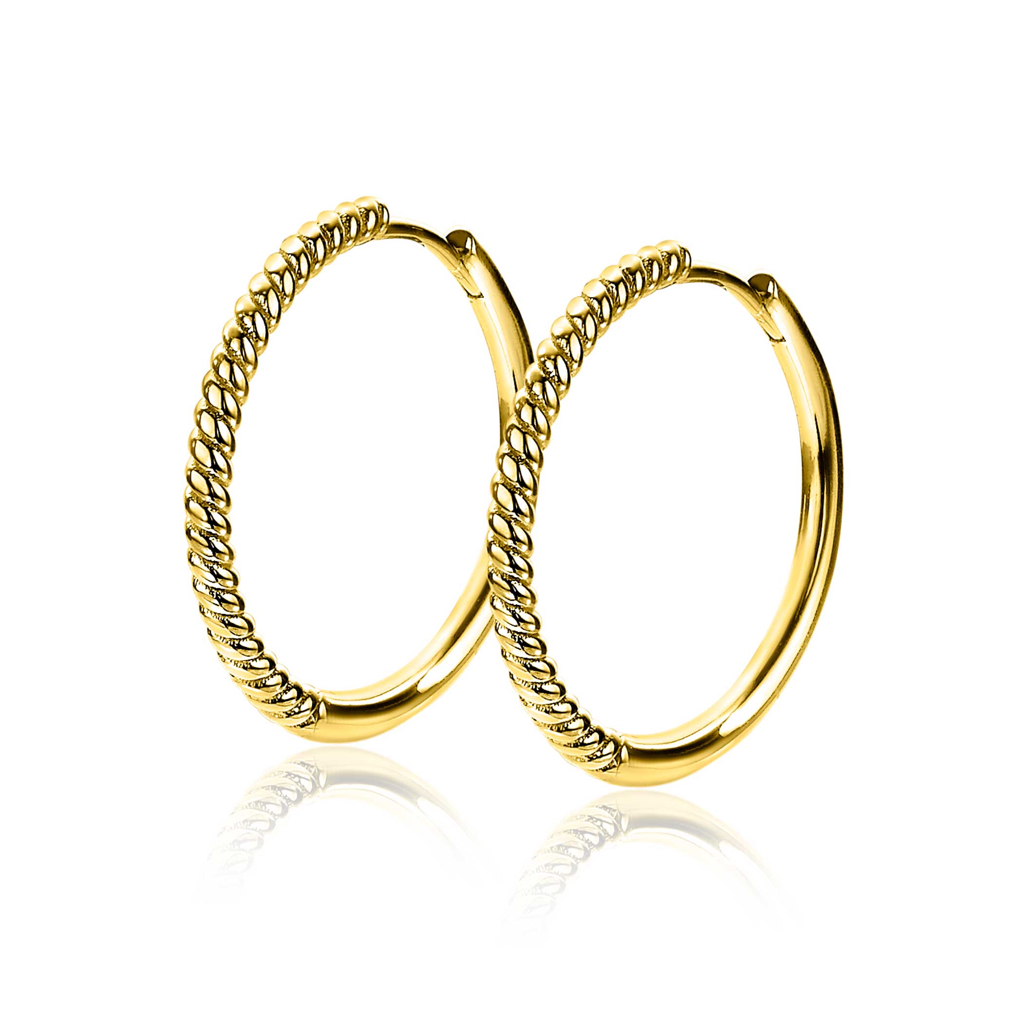 25mm ZINZI Gold Plated Sterling Silver Hoop Earrings Twist 25x2mm ZIO2129G