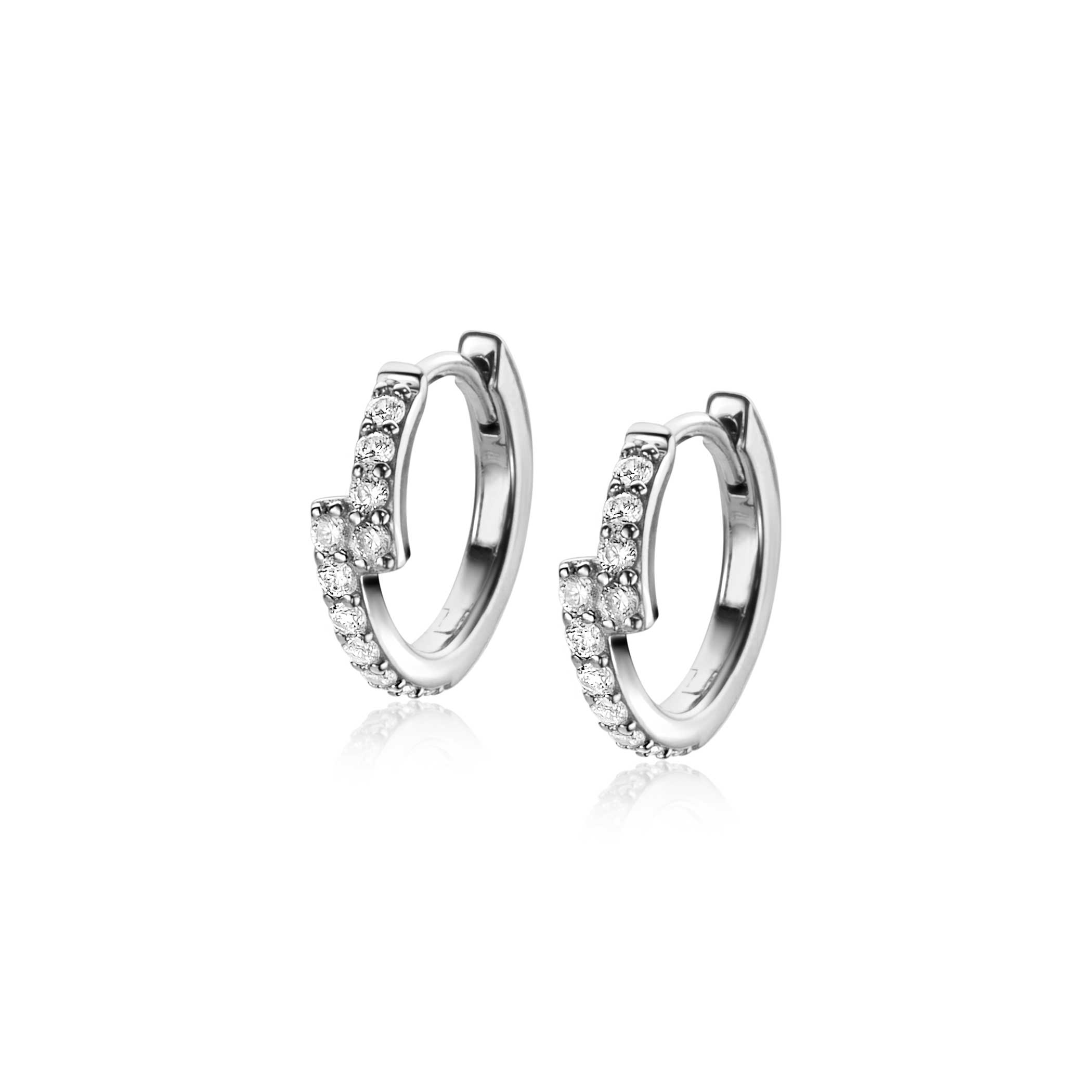 15mm ZINZI Sterling Silver Hoop Earrings White Zirconias ZIO2327