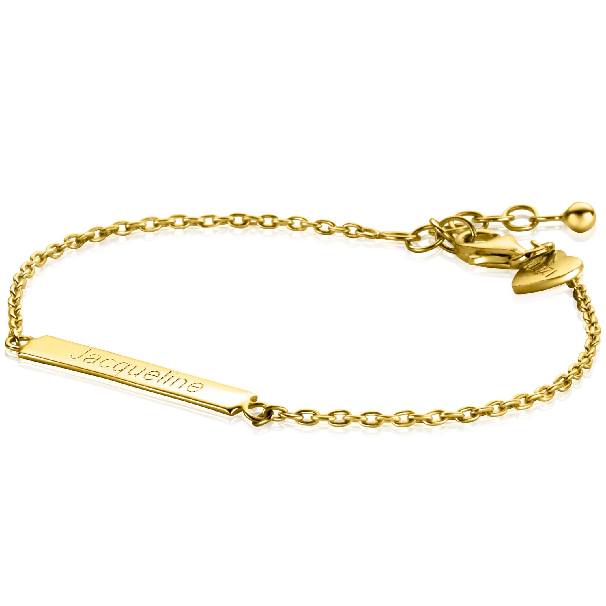 ZINZI Gold Plated Sterling Silver Bracelet with Shiny Plate for Engraving 17-20cm ZIA2344G