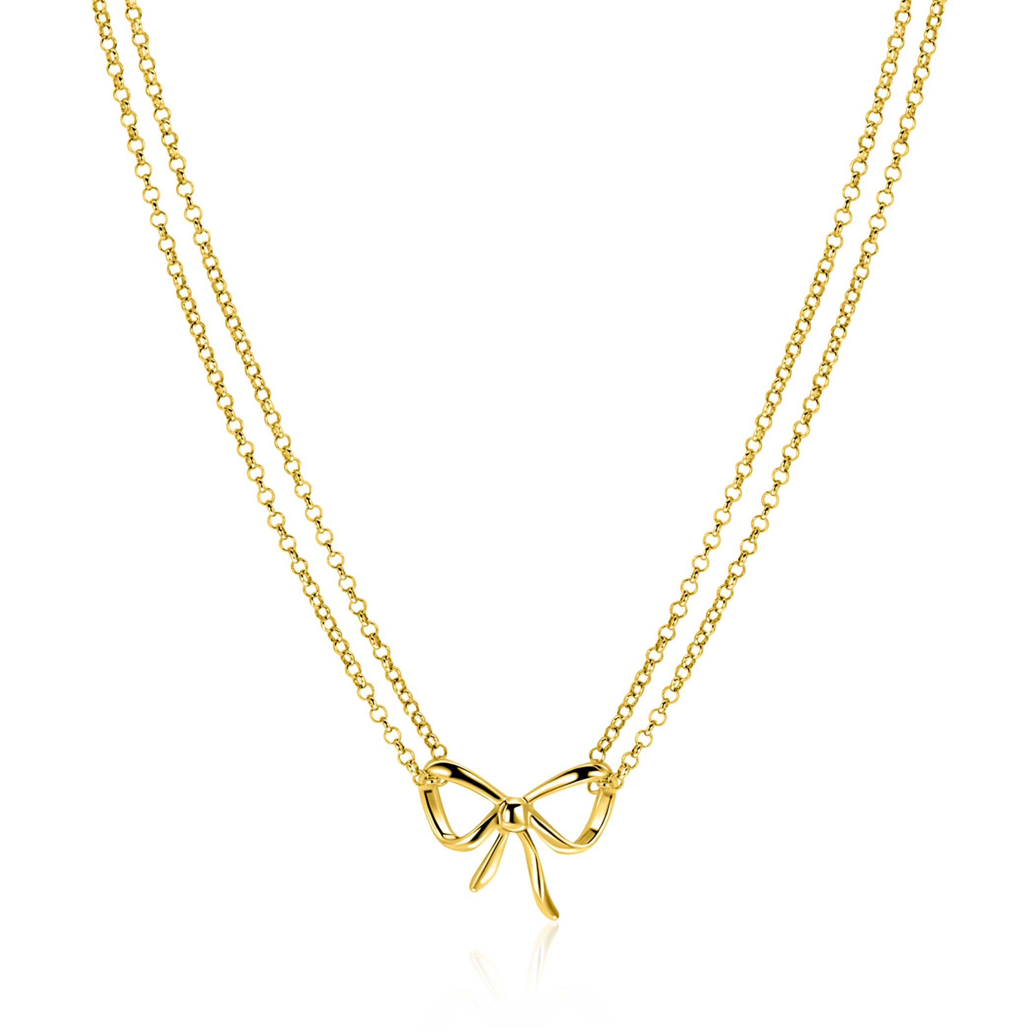 ZINZI gold plated silver multi-look necklace with elegant bow 40-43cm ZIC2677