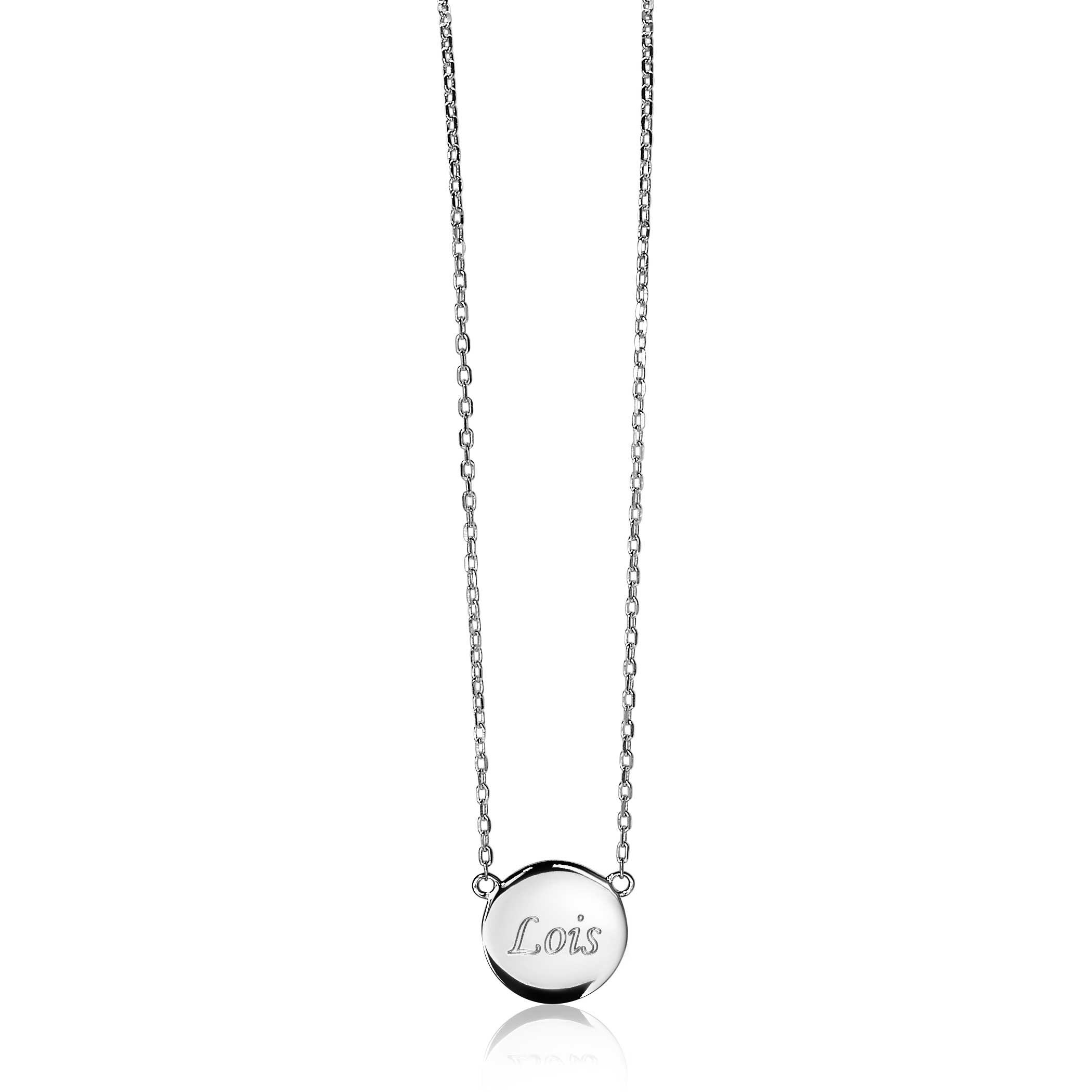 ZINZI Sterling Silver Necklace 43cm with Shiny Coin (15mm) to Engrave ZIC2345