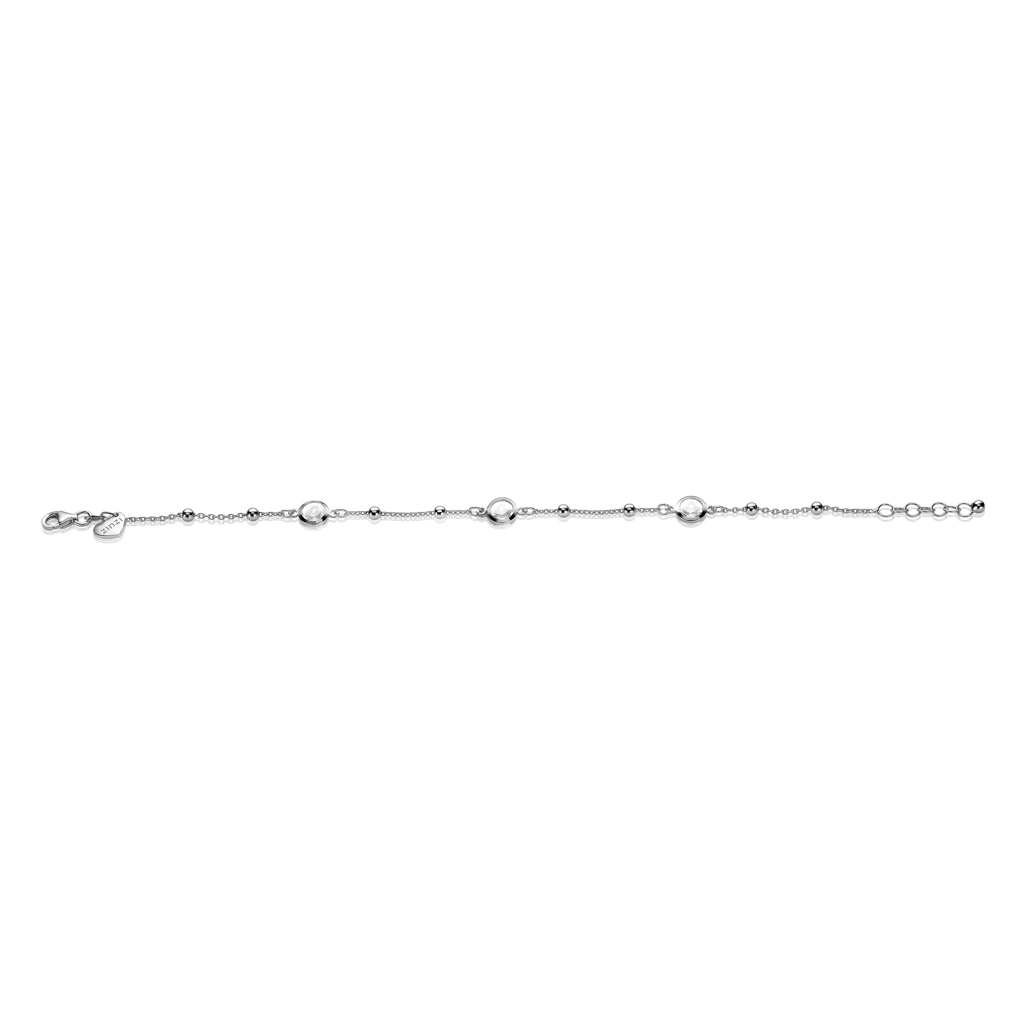 ZINZI Sterling Silver Bracelet Round White 19-21cm ZIA1550