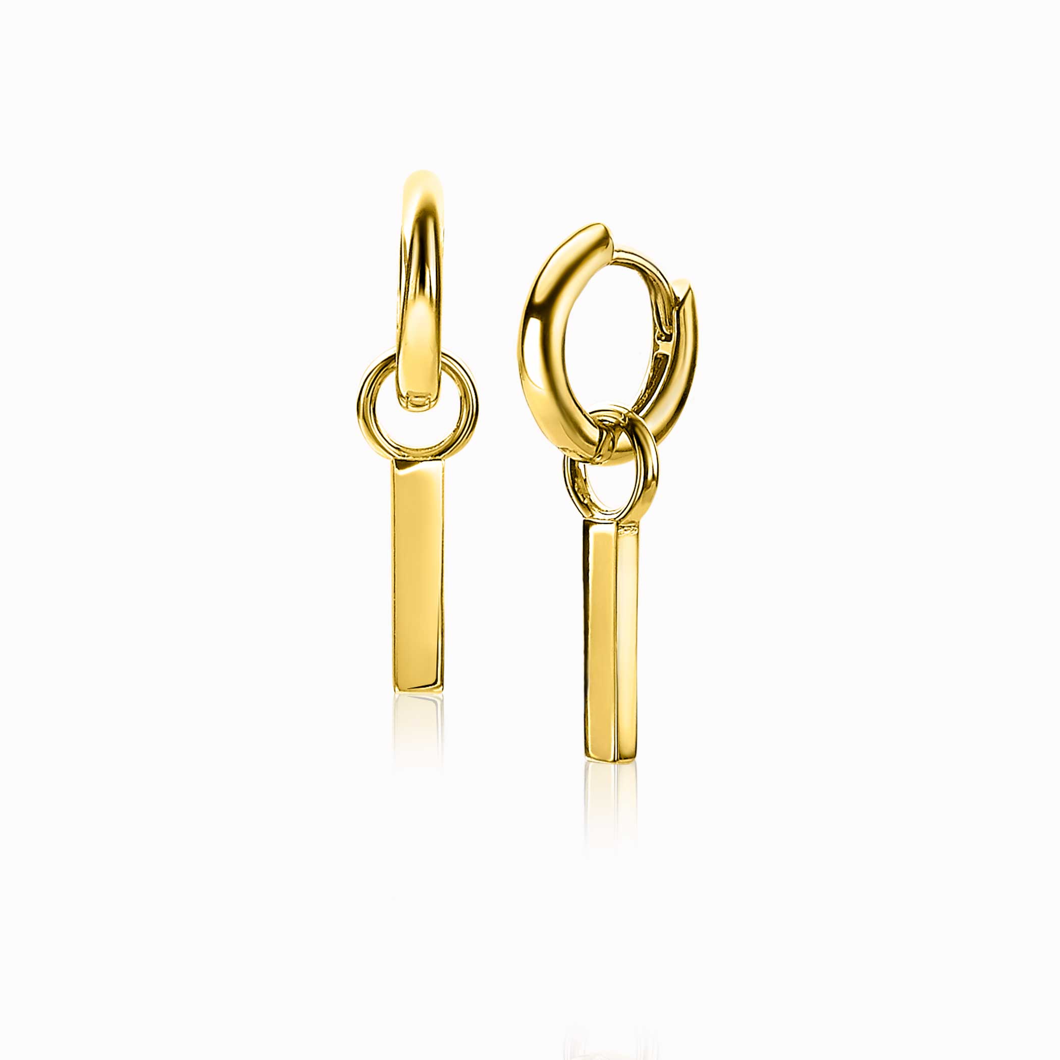 ZINZI Gold Plated Sterling Silver Earrings Pendants Bar ZICH1440G (excl. hoop earrings)