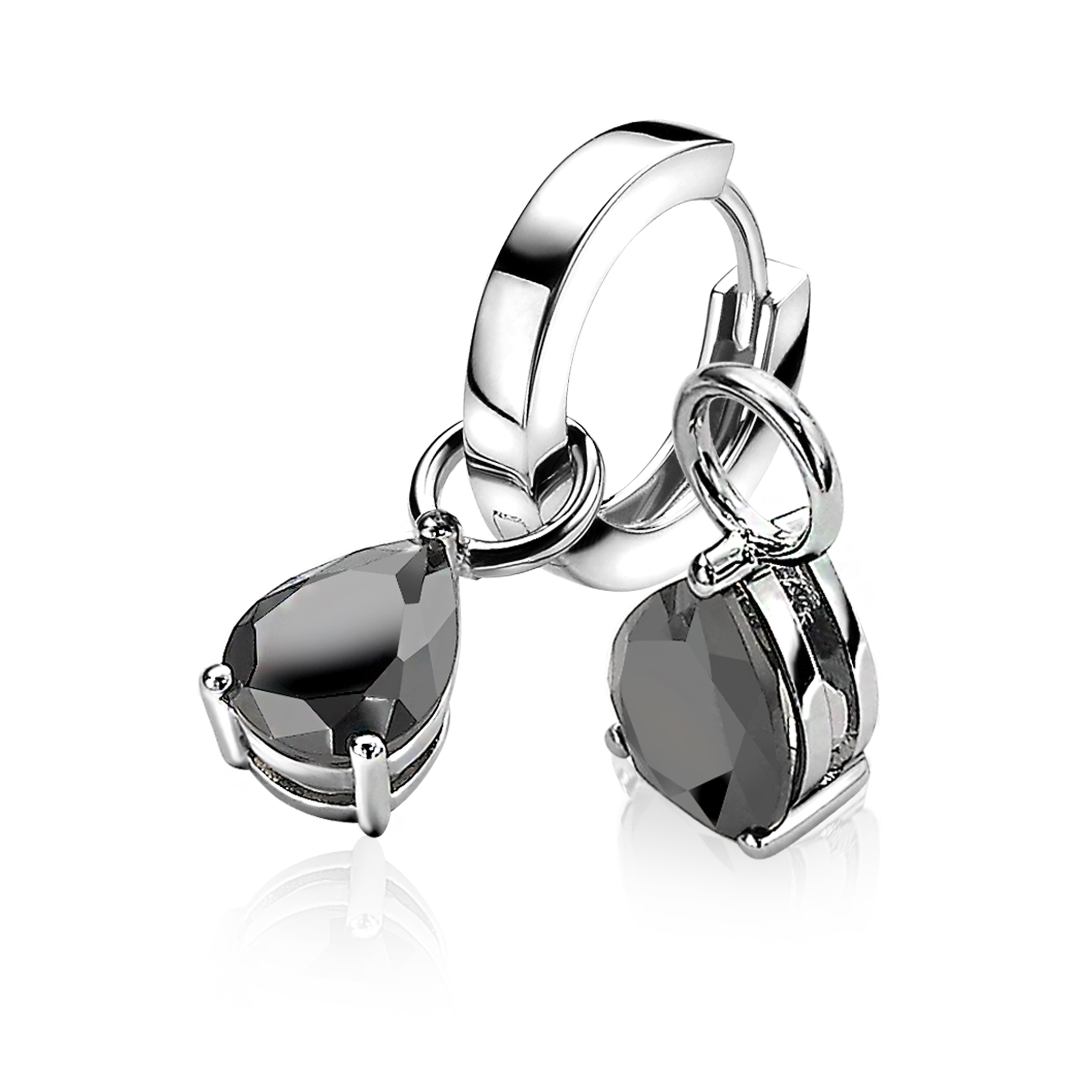 ZINZI Sterling Silver Earrings Pendants Drop Black ZICH1302Z (excl. hoop earrings)