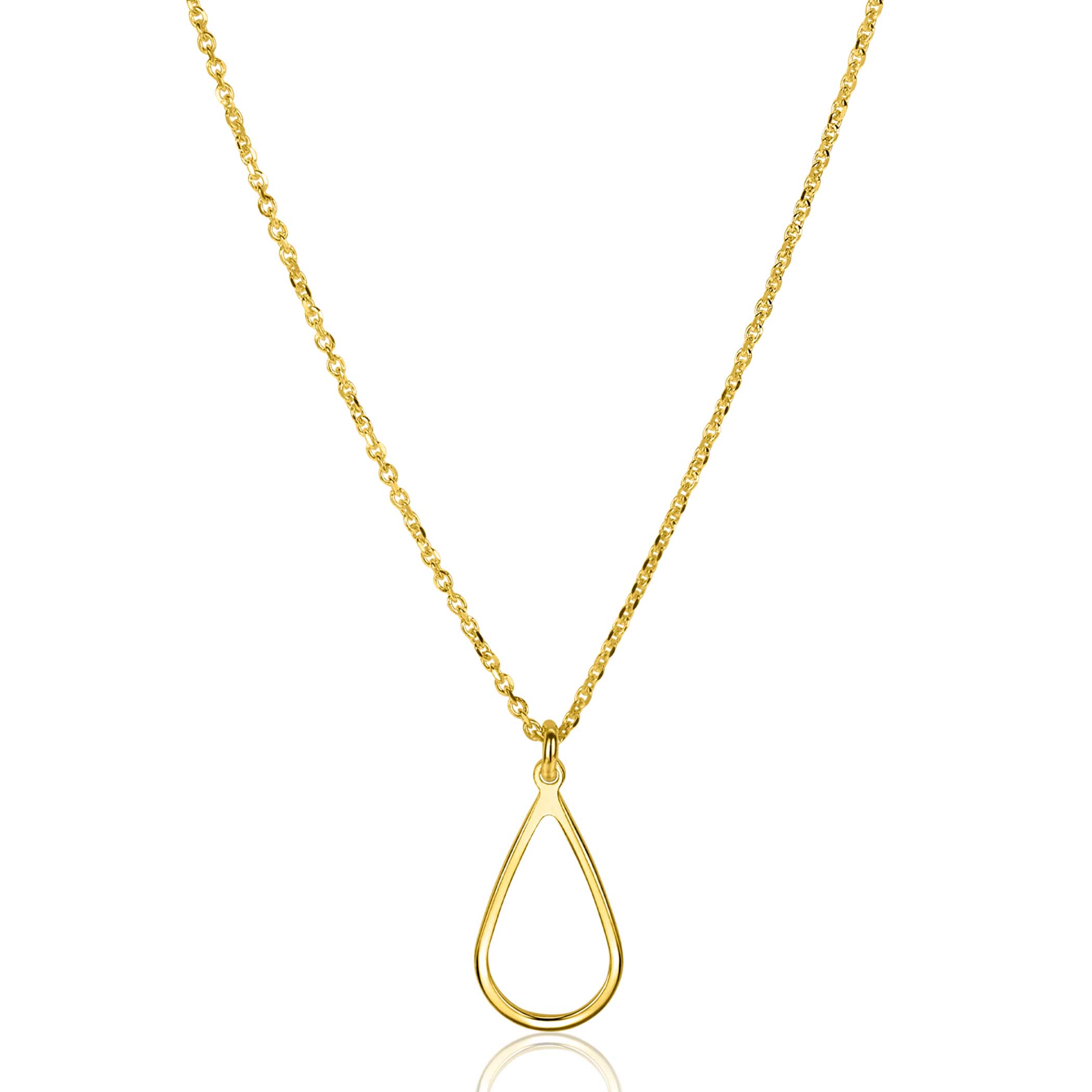 ZINZI gold plated silver jasseron necklace with open teardrop-shaped pendant (10mm) 42-45cm ZIC2635