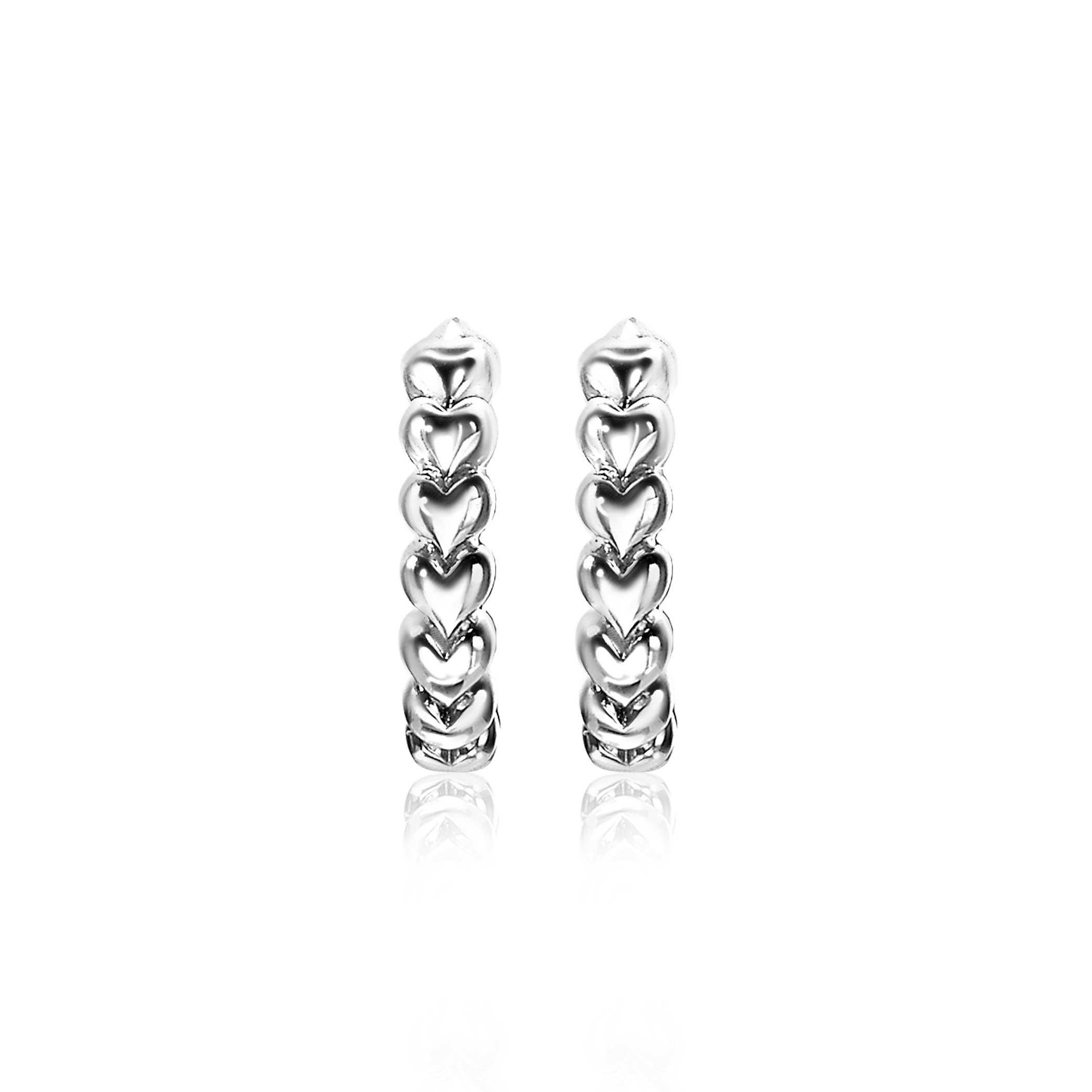 15mm ZINZI Sterling Silver Hoop Earrings Hearts 15x3mm ZIO1798