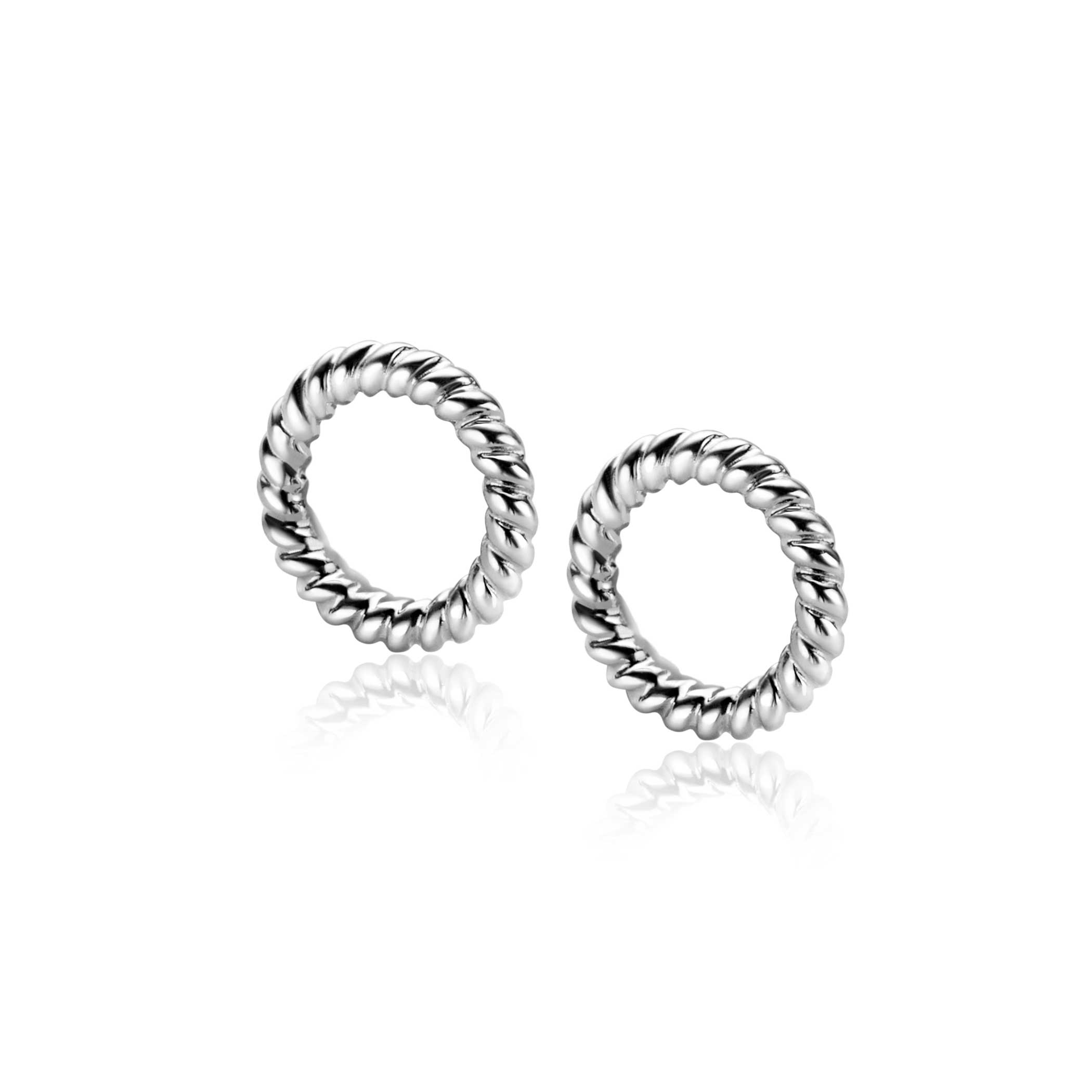 9.5mm ZINZI silver charm earrings round shape with rope effect ZICH2594 (without hoops earrings)