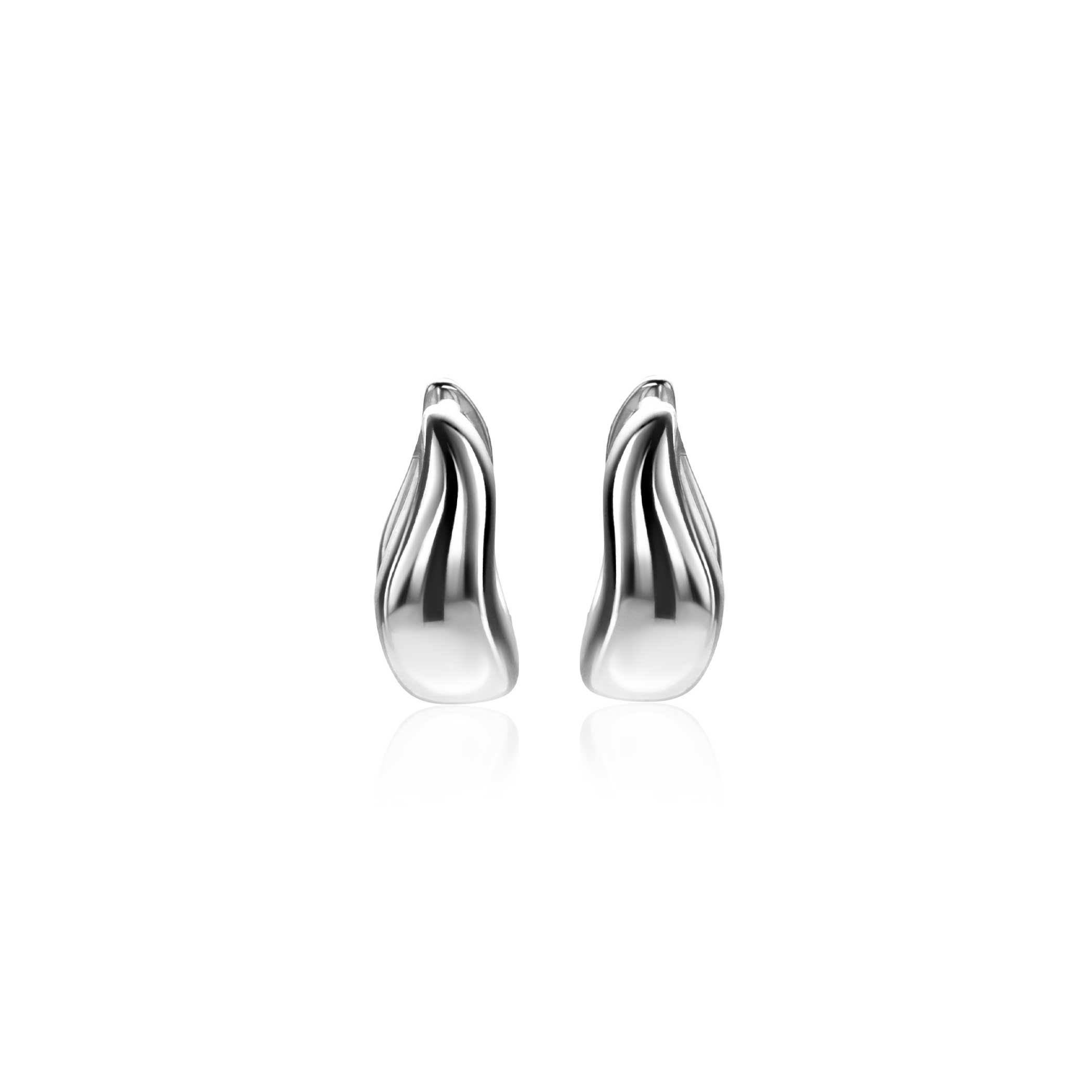 13mm ZINZI silver hoops organically shaped 5.5mm wide with luxury hinge closure ZIO2608
