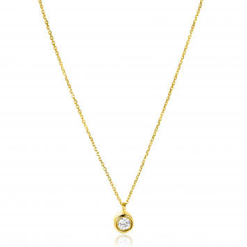 ZINZI GOLD collier met hanger zirc.gladde zetting