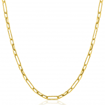 ZINZI Gold 14 karat gold necklace with crafted paperclip links and oval links 3.5mm wide 45cm ZGC494
