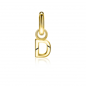 ZINZI Gold Plated Letter Earrings Pendant D price per piece ZICH2145D (excl. hoop earrings)