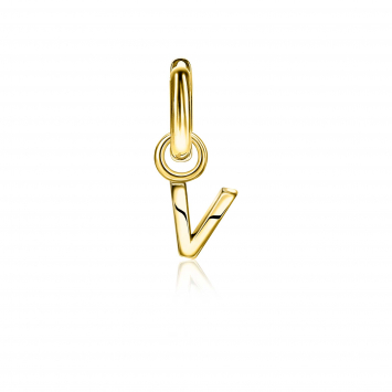 ZINZI Gold Plated Letter Earrings Pendant V price per piece ZICH2145V (excl. hoop earrings)