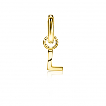 ZINZI Gold Plated Letter Earrings Pendant L price per piece ZICH2145L (excl. hoop earrings)