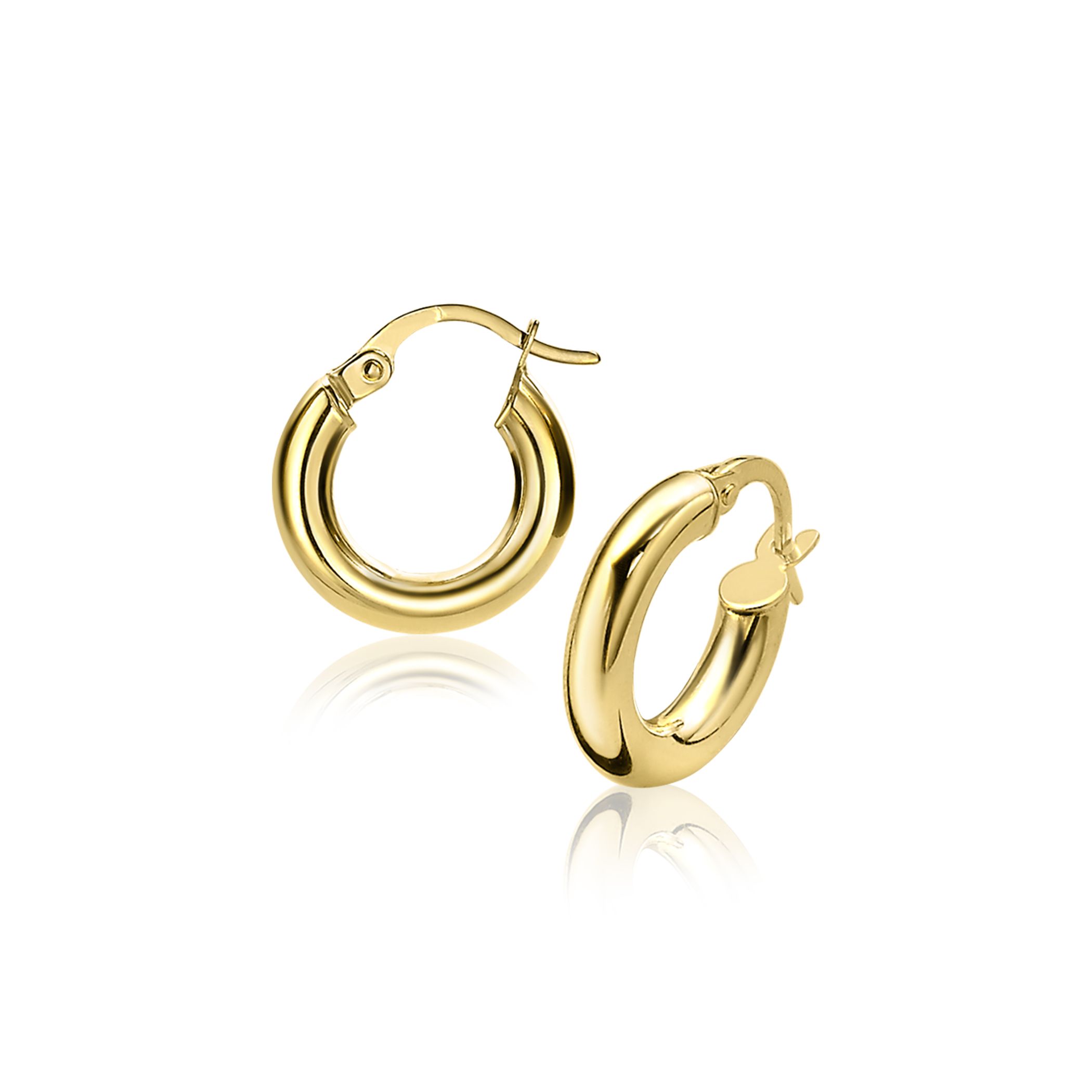 ZINZI 14K Gold Hoop Earrings Round Tube 13 x 3mm ZGO129