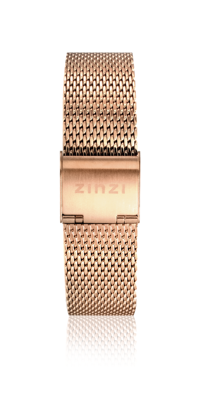 ZINZI Stainless Steel Mesh Watch Strap Rose Gold Colored 14mm LADYBAND2