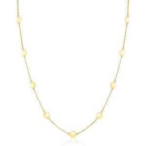 ZINZI Gold 14 carat gold necklace with delicate jasseron links and nine round smooth plates, 5mm wide, 42-45cm ZGC503
