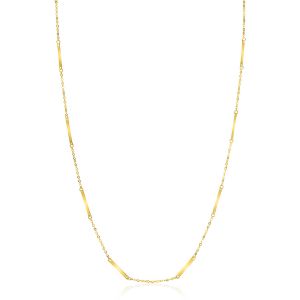 ZINZI Gold 14 karat gold fine link chain necklace with 13 long smooth plates 45cm ZGC490
