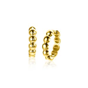 15mm ZINZI Gold 14 karat gold hoop earrings with ball design and luxurious hinged closure 15mm x 3.3mm tube ZGO508
