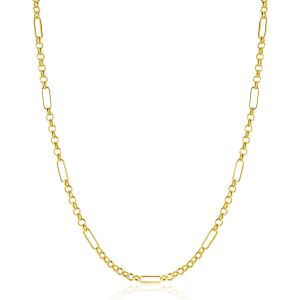 ZINZI Gold 14 karat solid gold necklace with paperclip links combined with curb links 41-43cm ZGC495
