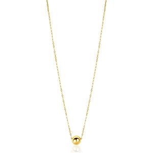 ZINZI Gold 14 carat gold link necklace with elegant smooth bead of 6mm, 42-45cm ZGC505
