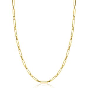 ZINZI GOLD collier paperclip met tussenoog 45cm