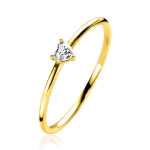 ZINZI 14K Gold Ring Triangle White Zirconia ZGR370