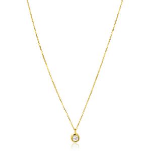 ZINZI GOLD collier met hanger zirc.gladde zetting