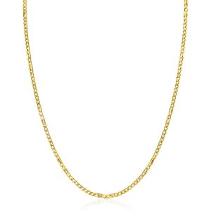 ZINZI Gold 14 karat solid gold curb chain necklace with hawk eye links, 2mm wide, 41-43cm long ZGC498
