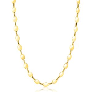 ZINZI Gold 14 karat solid gold link chain necklace with smooth oval plates, 6mm wide, 45cm long ZGC496
