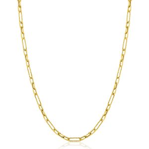 ZINZI Gold 14 karat gold necklace with crafted paperclip links and oval links 3.5mm wide 45cm ZGC494
