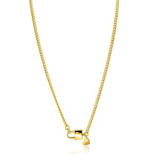 ZINZI Gold Plated Sterling Silver Curb Chain Necklace with Trendy Lock as Clasp 3.8mm width 43cm ZIC2411G