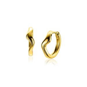 15mm ZINZI gold plated silver hoops organically shaped with luxury hinge closure ZIO2627G