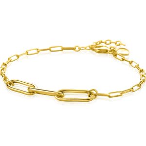 ZINZI Gold Plated Sterling Silver Chain Bracelet with 3 Large Oval Chains 16,5-19,5cm ZIA2522