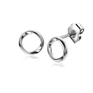 9mm ZINZI silver stud earrings open circle with organic shape ZIO2611