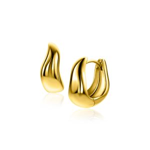 15mm ZINZI gold plated silver hoops organically shaped 6.5mm wide with luxury hinge closure ZIO2609G