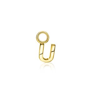 ZINZI Gold Plated Letter Earrings Pendant U price per piece ZICH2145U (excl. hoop earrings)