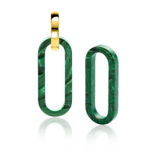 30mm ZINZI Large Oval Earrings Pendants in Trendy Malachite Green ZICH2456G (excl. hoop earrings)