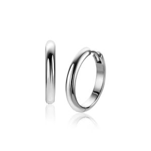 20mm ZINZI silver smooth hoops with round tube 3mm with luxury hinge closure ZIO2602