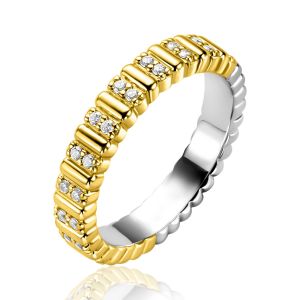 ZINZI gold plated silver ring (4mm wide) set with white zirconia ZIR2686Y