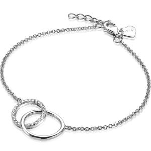 ZINZI Sterling Silver Bracelet with Connected Open Circles White ZIA1743