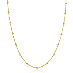 ZINZI Gold Plated Sterling Silver Fantasy Necklace with 13 Yellow Green Donuts and Shiny Beads 42-45cm ZIC2508