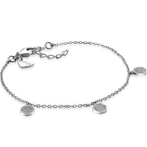 ZINZI Sterling Silver Chain Bracelet with Little Round Pendants White 6mm 17-20cm ZIA1961