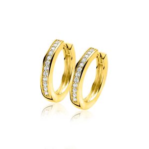 20mm ZINZI Gold Plated Sterling Silver Hoop Earrings White Zirconias width 3mm ZIO190Y