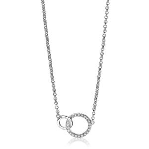 ZINZI Sterling Silver Necklace with 2 Connected Circles and White Zirconias ZIC1782