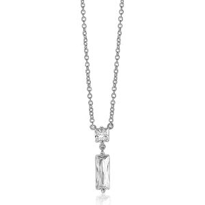 ZINZI Sterling Silver Necklace Square  and Rectangular Baguette White Zirconia 45cm ZIC2056