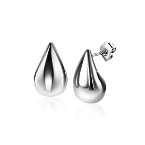 20mm ZINZI silver stud earrings in organic teardrop shape ZIO2589