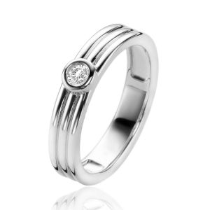 ZINZI Sterling Silver Ring 3 Rows and Round White Zirconia ZIR2241